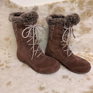 The North Face Women's Snow Boots Waterproof Brown Excellent Cond Sz 8 Faux Fur